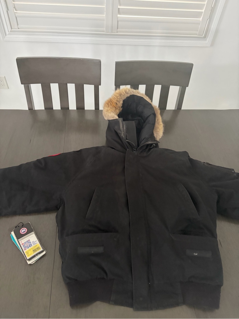 Canada Goose Black Men's Puffer Jacket with Fur-Trim Hood